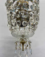 Load image into Gallery viewer, A stunning Vintage bag chandelier with an abundance of large octagon crystals. This would look equally as fabulous in a period or mode setting .