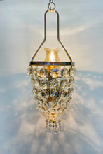 Load image into Gallery viewer, A stunning Vintage bag chandelier with an abundance of large octagon crystals. This would look equally as fabulous in a period or mode setting .