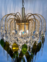 Load image into Gallery viewer, Bespoke chandelier Handmade Champagne Bottle Chandelier: Reclaimed Glass & Vintage Crystal
