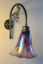 Load image into Gallery viewer, sold Art Nouveau "Gas light' style Wall Light - with a stunning iridescent glass shade.