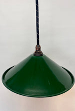 Load image into Gallery viewer, SOLD Vintage oxford green enamel coolie pendant lights