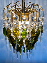 Load image into Gallery viewer, Bespoke chandelier Handmade Champagne Bottle Chandelier: Reclaimed Glass & Vintage Crystal