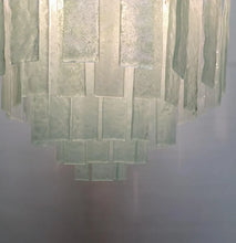 Load image into Gallery viewer, Chrome Fountain Chandelier Hand-made with Iridescent fused recycled glass Strips