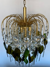 Load image into Gallery viewer, Bespoke chandelier Handmade Champagne Bottle Chandelier: Reclaimed Glass & Vintage Crystal