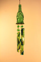 Load image into Gallery viewer, Lucky Buddha Tealight Windchime upcycled from recycled glass candle holder