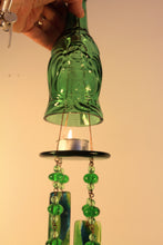 Load image into Gallery viewer, Lucky Buddha Tealight Windchime upcycled from recycled glass candle holder