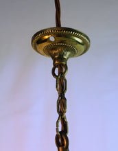 Load image into Gallery viewer, SOLD - Stunning Vintage 5 Tier Chandelier - A beautiful leaf patterned brass frame chandelier with an abundance of button & bomb vintage crystals.