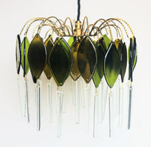 Load image into Gallery viewer, Hand-made chandelier with reclaimed champagne glass. Add a unique piece to your home Jewelstreetlighting lighting up sustainability!