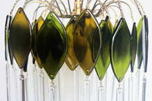 Load image into Gallery viewer, Hand-made chandelier with reclaimed champagne glass. Add a unique piece to your home Jewelstreetlighting lighting up sustainability!