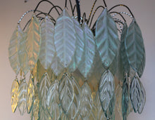 Load image into Gallery viewer, Original Bespoke botanical Chandelier. leaves cascade from 48 branches. These unique glass leaves are created from Recycled glass.