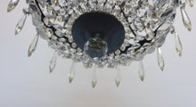 Load image into Gallery viewer, Antique Basket Chandelier - A beautifully patinaed metal framed chandelier with an abundance of crystals.