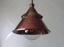 Load image into Gallery viewer, Antique Copper "British Vacuum Washer Company" Funnel light