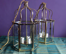Load image into Gallery viewer, SOLD Pair of Georgian style Brass Hall Lanterns