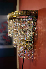 Load image into Gallery viewer, Pair of Vintage Brass 3 Tier Waterfall Wall-lights with Mirror Detailing