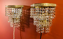 Load image into Gallery viewer, Pair of Vintage Brass 3 Tier Waterfall Wall-lights with Mirror Detailing