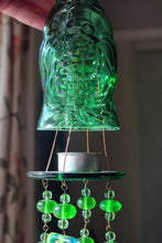 Load image into Gallery viewer, Lucky Buddha Tealight Windchime upcycled from recycled glass candle holder
