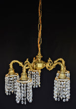 Load image into Gallery viewer, SOLD - Beautiful Gilded Crystal 5 arm Chandelier