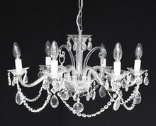 Load image into Gallery viewer, Crystal Clear 6 arm Chandelier with 2 matching wall lights