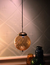Load image into Gallery viewer, SOLD - Beautiful Vintage Amber coloured Glass Orb pendant light.