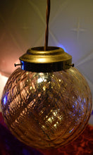 Load image into Gallery viewer, SOLD - Beautiful Vintage Amber coloured Glass Orb pendant light.