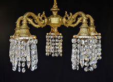 Load image into Gallery viewer, SOLD - Beautiful Gilded Crystal 5 arm Chandelier