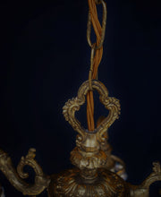 Load image into Gallery viewer, SOLD - Beautiful Gilded Crystal 5 arm Chandelier