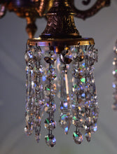 Load image into Gallery viewer, SOLD - Beautiful Gilded Crystal 5 arm Chandelier
