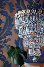Load image into Gallery viewer, SOLD Stunning 4 Tier Crystal Prism Waterfall Chandelier with Crystal Rose Detailing.