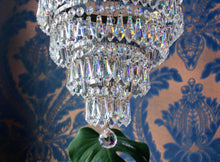 Load image into Gallery viewer, SOLD Stunning 4 Tier Crystal Prism Waterfall Chandelier with Crystal Rose Detailing.