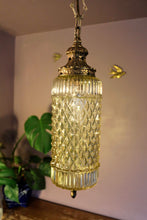 Load image into Gallery viewer, SOLD - Retro 60's vintage ornate gold glass swag lamp