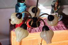 Load image into Gallery viewer, SOLD - 1950's Vintage 5 Arm Chandelier with cute onion shaped glass shades.