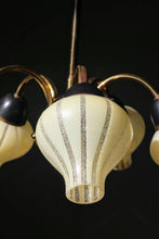 Load image into Gallery viewer, SOLD - 1950's Vintage 5 Arm Chandelier with cute onion shaped glass shades.