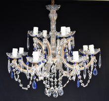 Load image into Gallery viewer, Crystal Marie Therese Chandelier with blue crystal accents