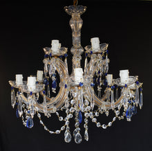 Load image into Gallery viewer, Crystal Marie Therese Chandelier with blue crystal accents