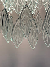 Load image into Gallery viewer, Original Bespoke botanical Chandelier. leaves cascade from 48 branches. These unique glass leaves are created from Recycled glass.
