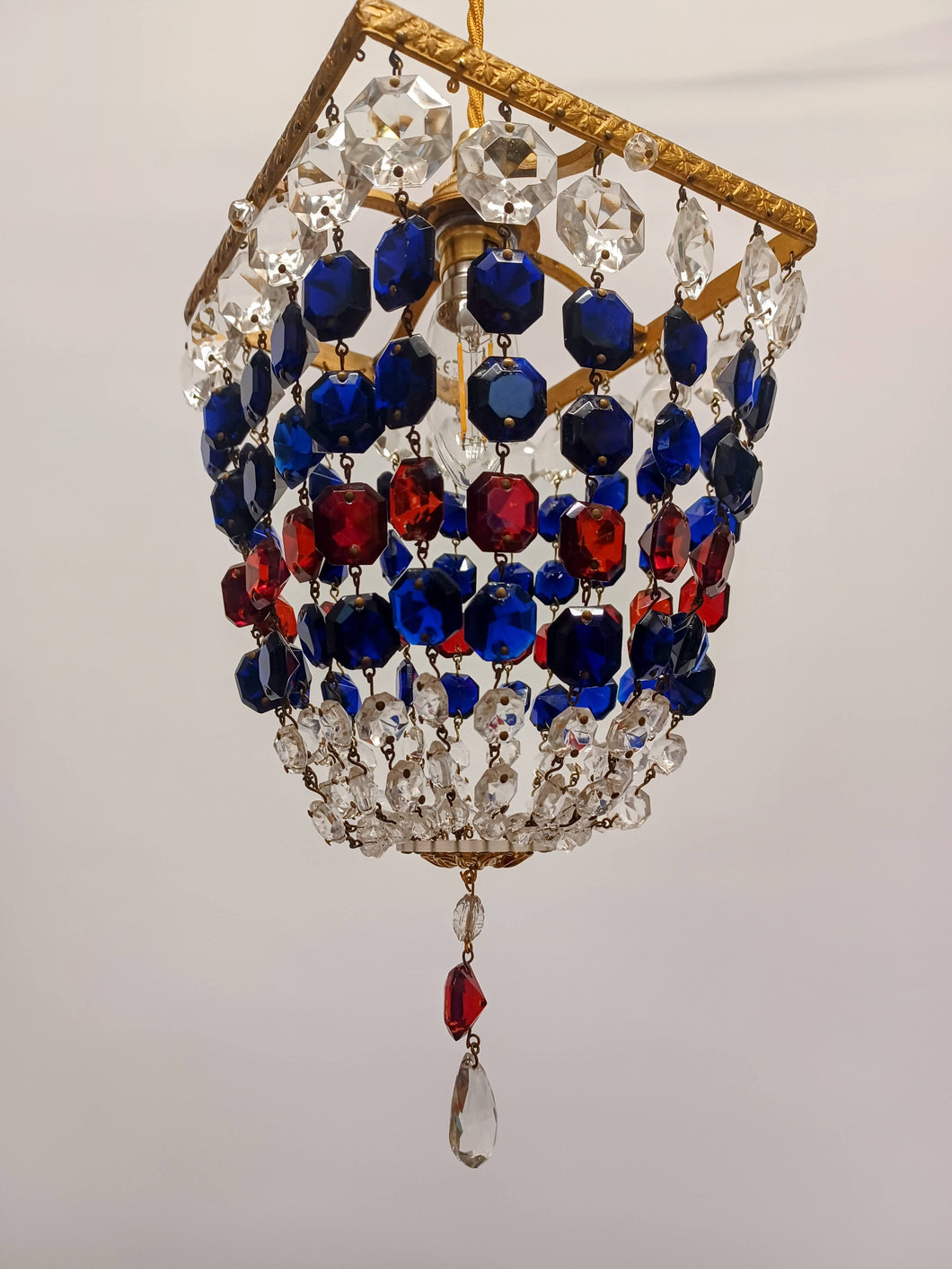 A rare and Unusual Square Framed Vintage Crystal Basket