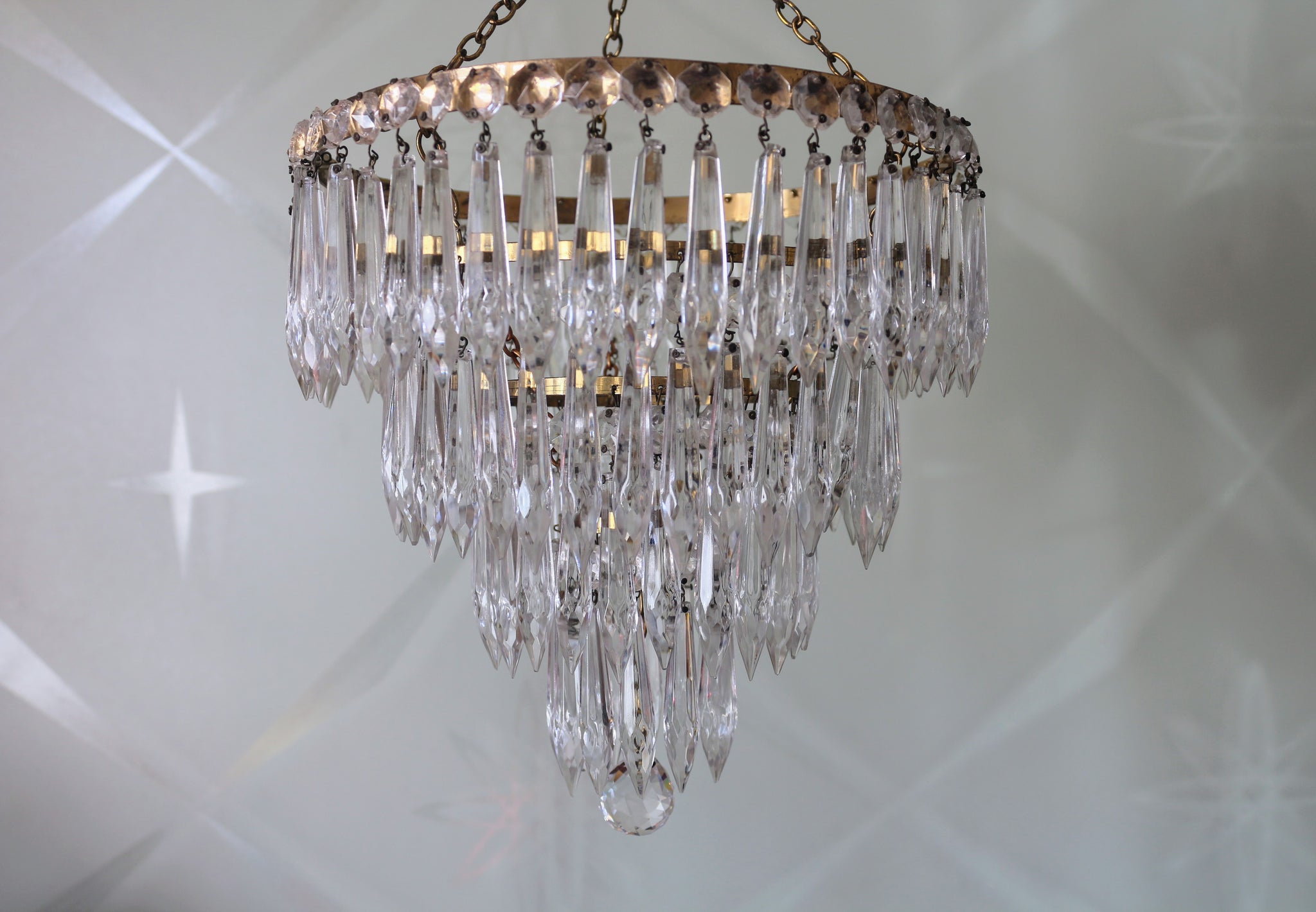 SOLD Beautiful Vintage Tier Cycle prism Crystal Chandelier