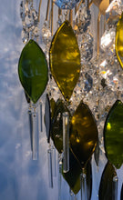 Load image into Gallery viewer, Bespoke chandelier Handmade Champagne Bottle Chandelier: Reclaimed Glass &amp; Vintage Crystal
