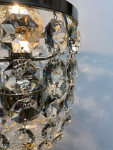 Load image into Gallery viewer, A stunning Vintage bag chandelier with an abundance of large octagon crystals. This would look equally as fabulous in a period or mode setting .
