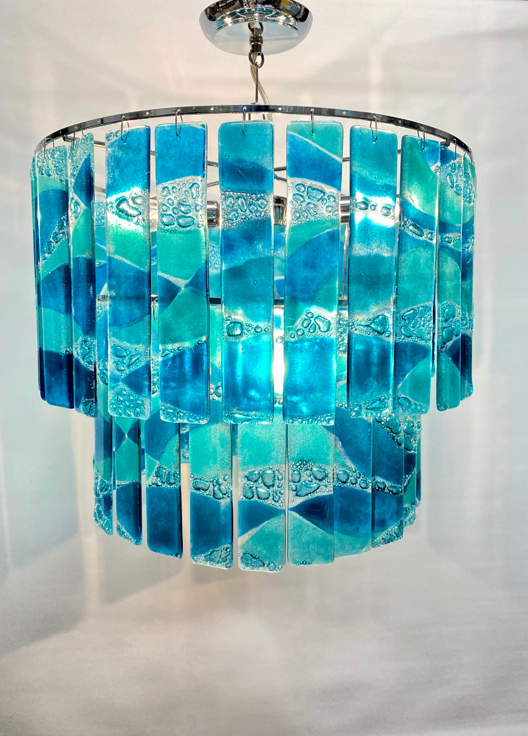 Aqua Wave two tiered contemporary Chandelier