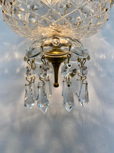 Load image into Gallery viewer, A stunning Vintage bag chandelier with an abundance of large octagon crystals. This would look equally as fabulous in a period or mode setting .
