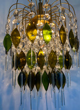 Load image into Gallery viewer, Bespoke chandelier Handmade Champagne Bottle Chandelier: Reclaimed Glass &amp; Vintage Crystal
