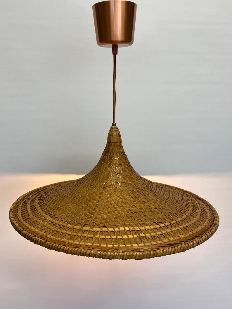SOLD Wicker woven pendant light