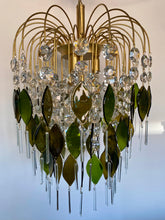 Load image into Gallery viewer, Bespoke chandelier Handmade Champagne Bottle Chandelier: Reclaimed Glass &amp; Vintage Crystal
