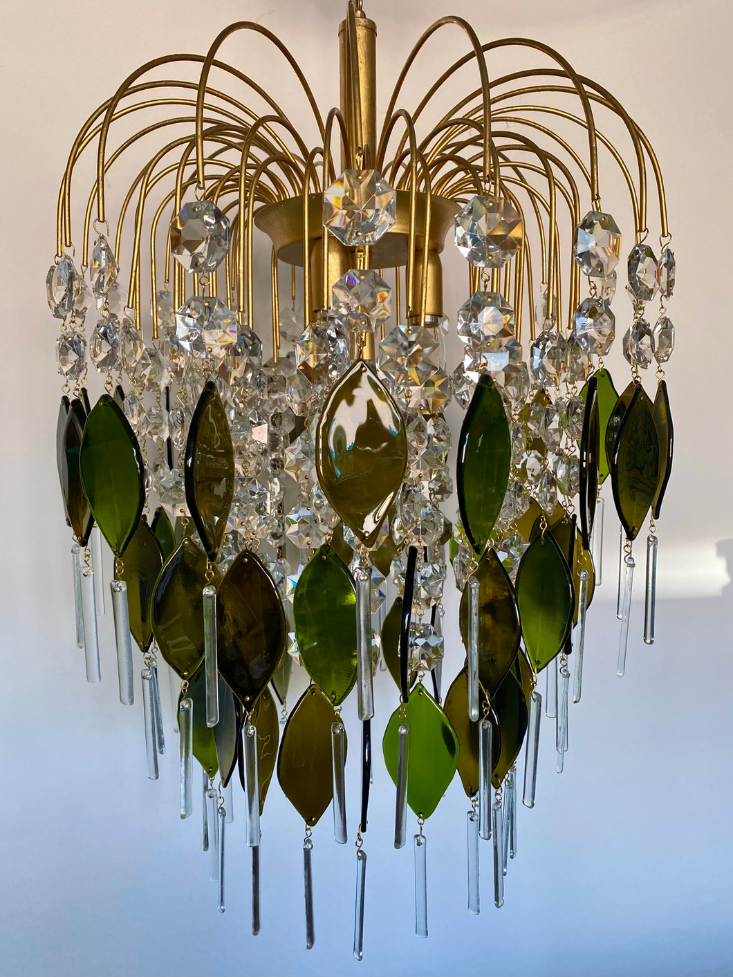Bespoke chandelier Handmade Champagne Bottle Chandelier: Reclaimed Glass & Vintage Crystal