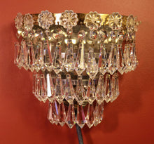 Load image into Gallery viewer, SOLD -Pair of Vintage Wall Lights with a Brass &amp; Glass Flower Detail
