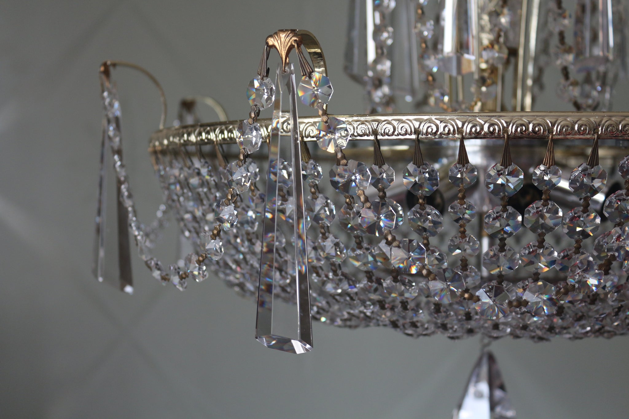 Stunning Schonbek Art Deco Empire Basket Chandelier Jewel Street