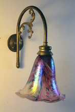 Load image into Gallery viewer, Art Nouveau &quot;Gas light&#39; style Wall Light - with a stunning iridescent glass shade.
