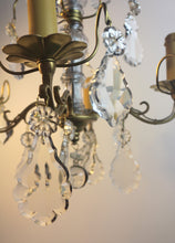Load image into Gallery viewer, French Louis XVI Style Brass and Cut Crystal Chandelier
