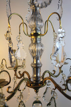 Load image into Gallery viewer, French Louis XVI Style Brass and Cut Crystal Chandelier
